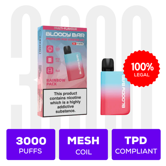 Bloody Bar Vape Bloody Mary Bloody Bar 3000 Prefilled Pod Vape Kit Bloody Bar - Dual Flavour Bloody Bar Vape Bloody Mary Bloody Bar 3000 Prefilled Pod Vape Kit Bloody Bar - Dual Flavour